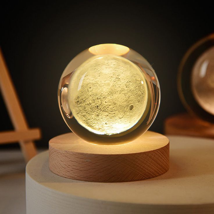 Luminária de Esfera Crystal Led 3D Espaço, Planeta, Lua, Nebulosa, Saturno, Sistema Solar